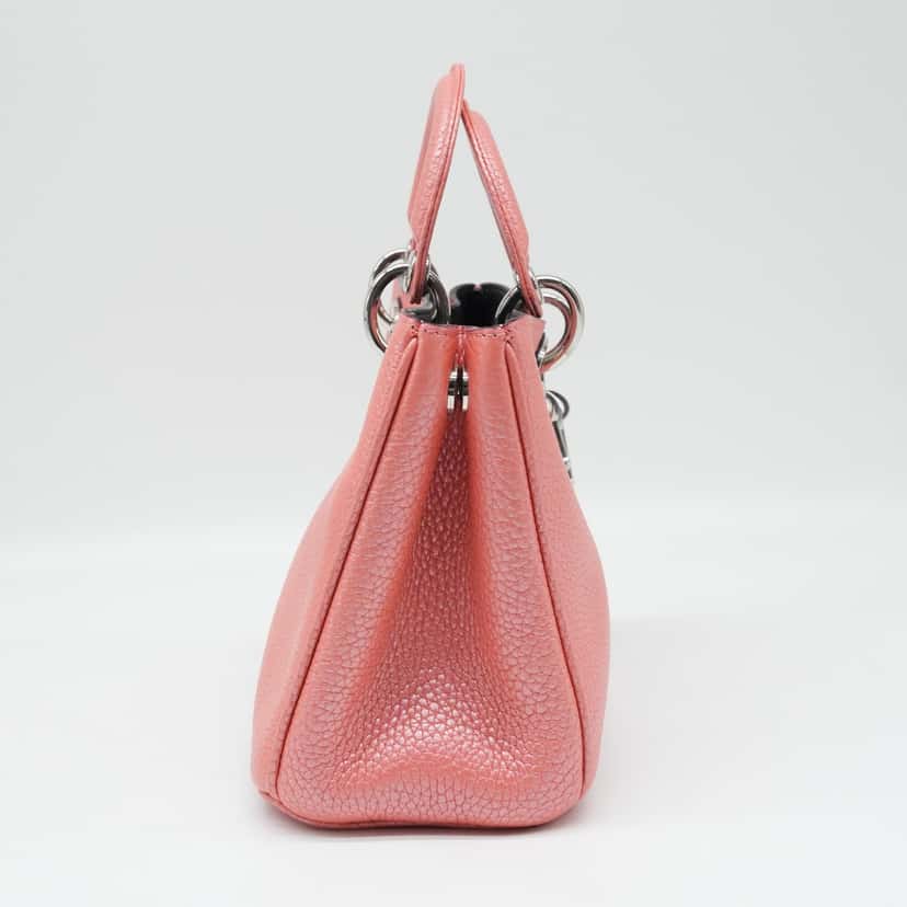 Christian Dior Pink Leather Small Diorissimo Shopper Tote Pink Leather Good condition - Model View