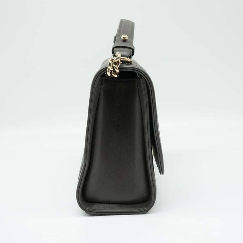 Chanel Grained Calfskin Quilted Medium Label Click Flap Bag Khaki Khaki Good condition - Back View