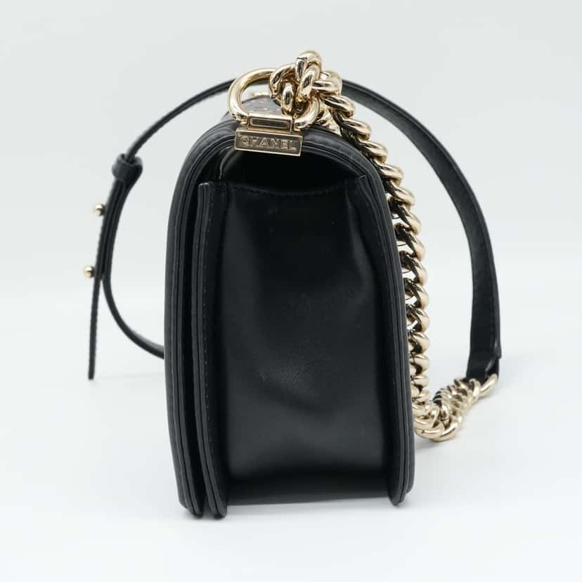Chanel Boy Bag Black Medium tricolor Black Leather Fair condition - Inside View