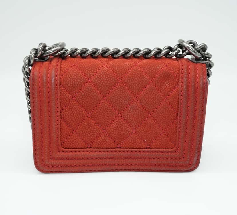 Chanel Red Le Boy Mini Canvas Shoulder Bag Red Canvas Fair condition - Inside View