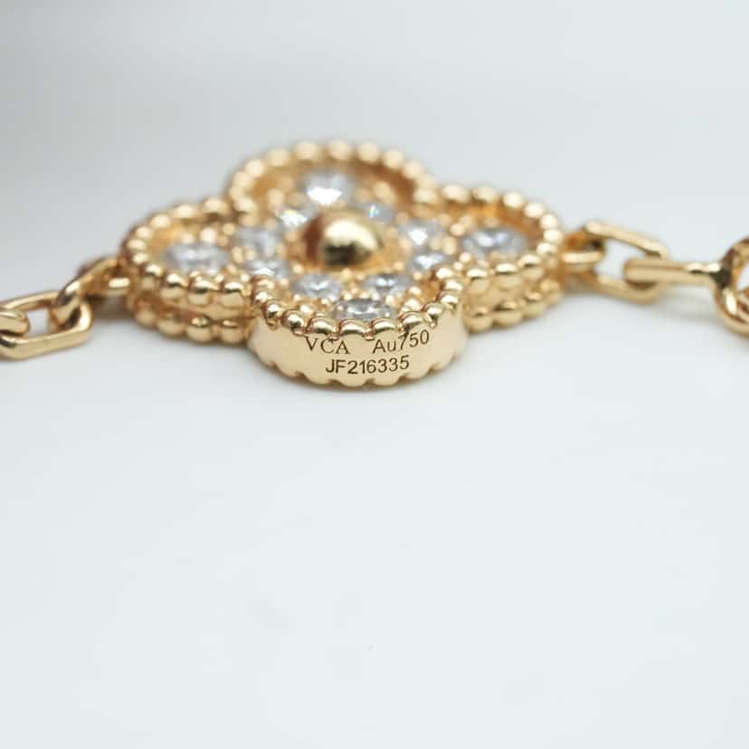 Van Cleef & Arpels  Vintage Alhambra bracelet, 5 motifs with Diamonds Gold Gold Good condition - Box View