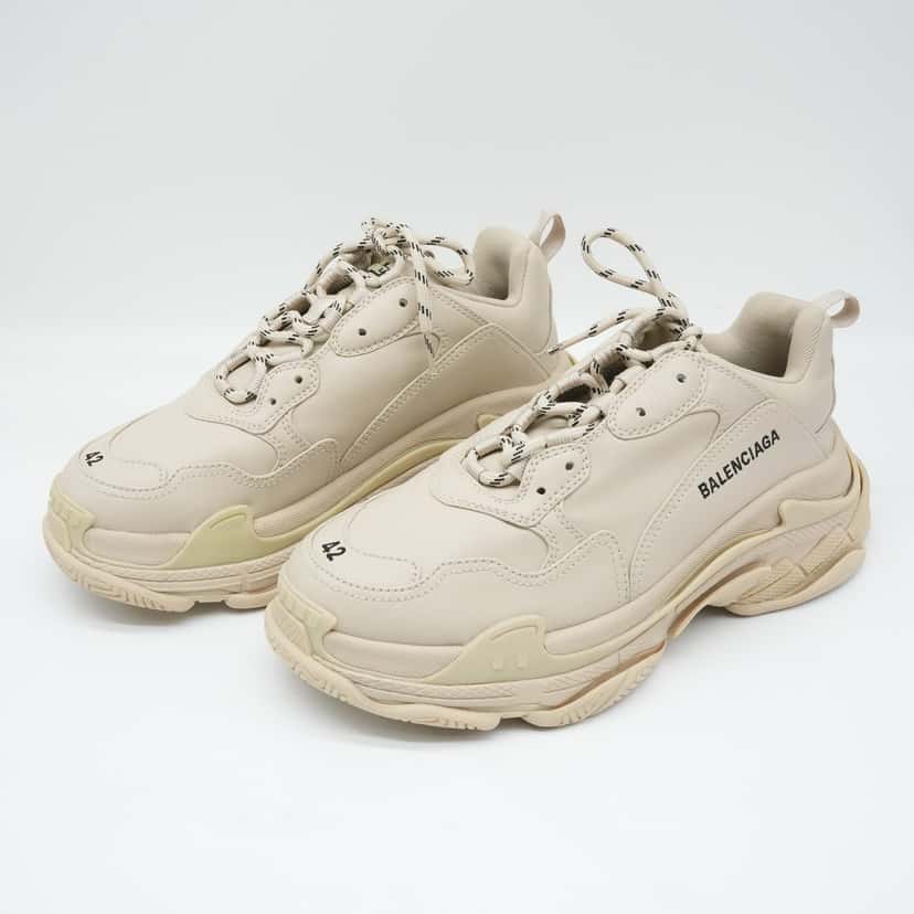Balenciaga Cream Faux Leather Triple S Sneakers Size 42 Beige Good condition - Inside View