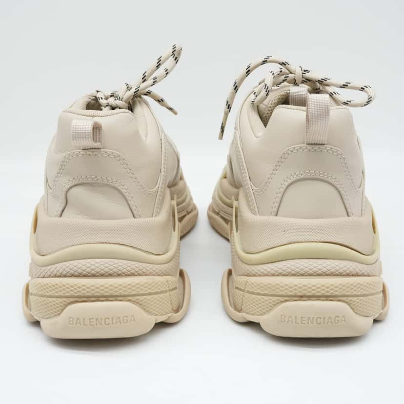 Balenciaga Cream Faux Leather Triple S Sneakers Size 42 Beige Good condition - Box View