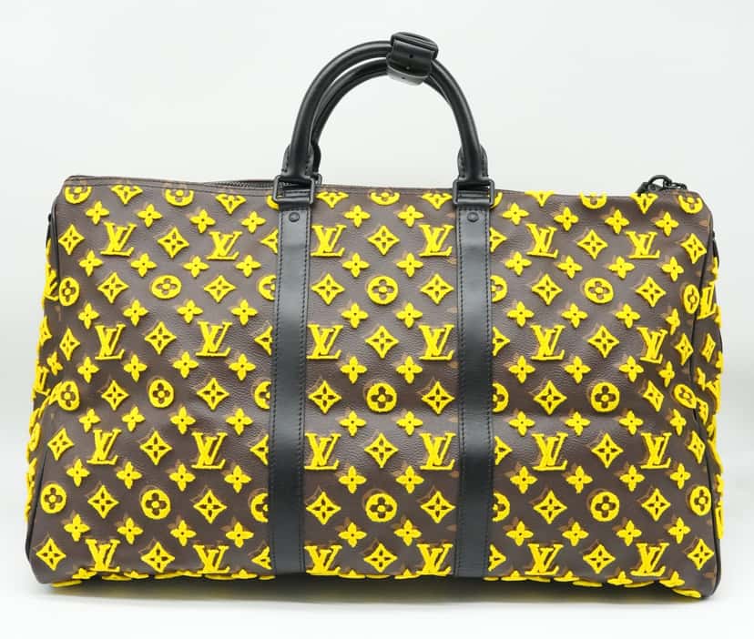 Louis Vuitton Keepall 50 Triangle Yellow Noire Monogram Tuffetage Duffle Bag M45069 MultiColor Good condition - Inside View