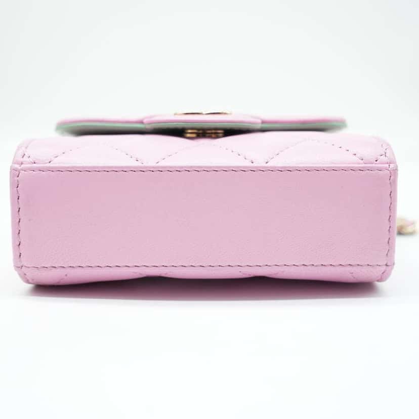 Chanel Pink & Green Lambskin Mini Matresse Top Handle Bag with Gold Hardware Pink Leather Good condition - Box View
