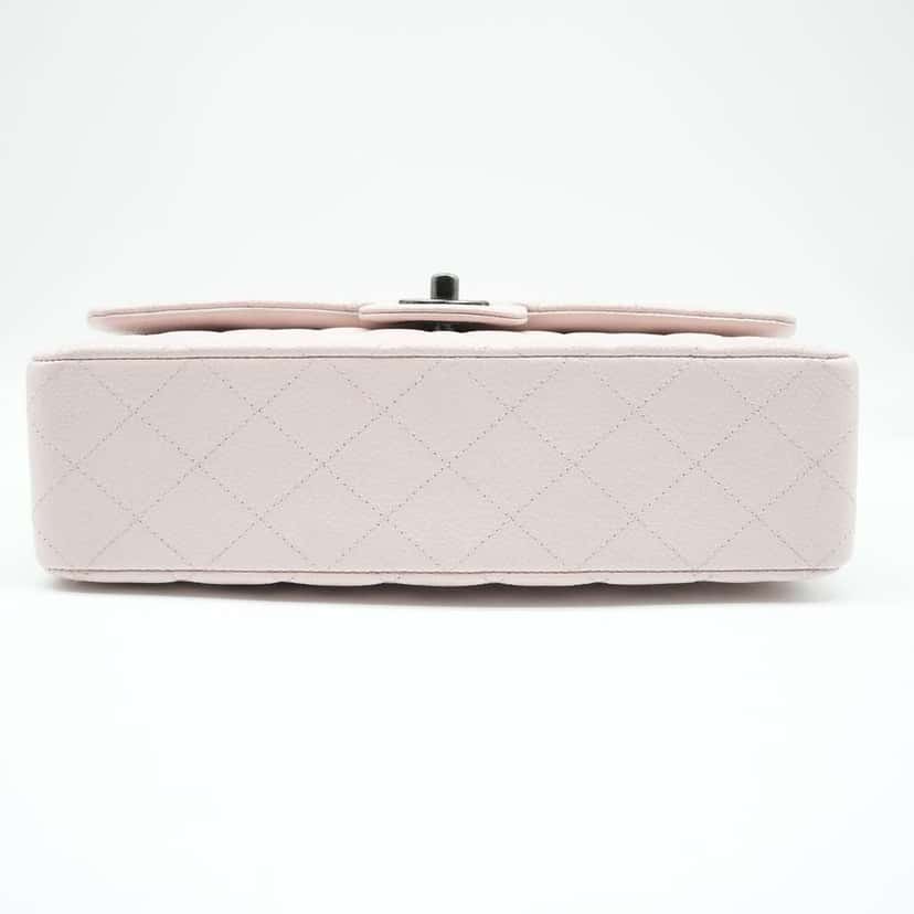 Chanel Classic Medium Flap Nude Caviar Leather Bag with Ruthenium Hardware Size 25 Beige Leather Good condition - Box View