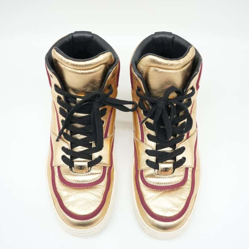 Chanel Ankle Strap Leather Trainers Gold Size 41 Gold Leather Good condition - Back View