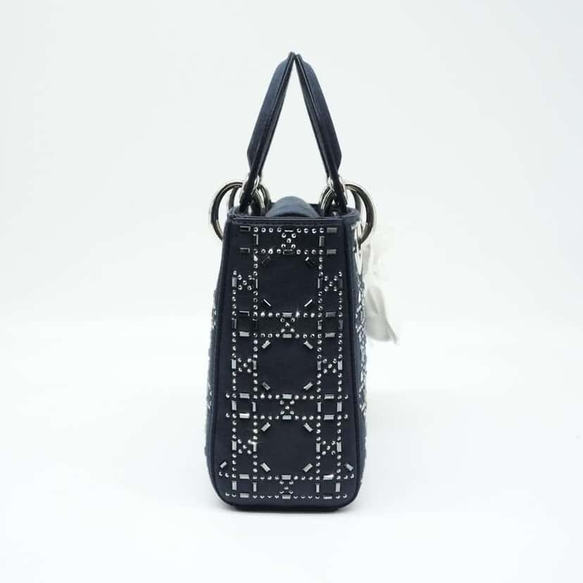 Dior Mini Lady Dior Bag Black Strass Cannage Satin M0500PRTC_M911 Black Leather Good condition - Model View