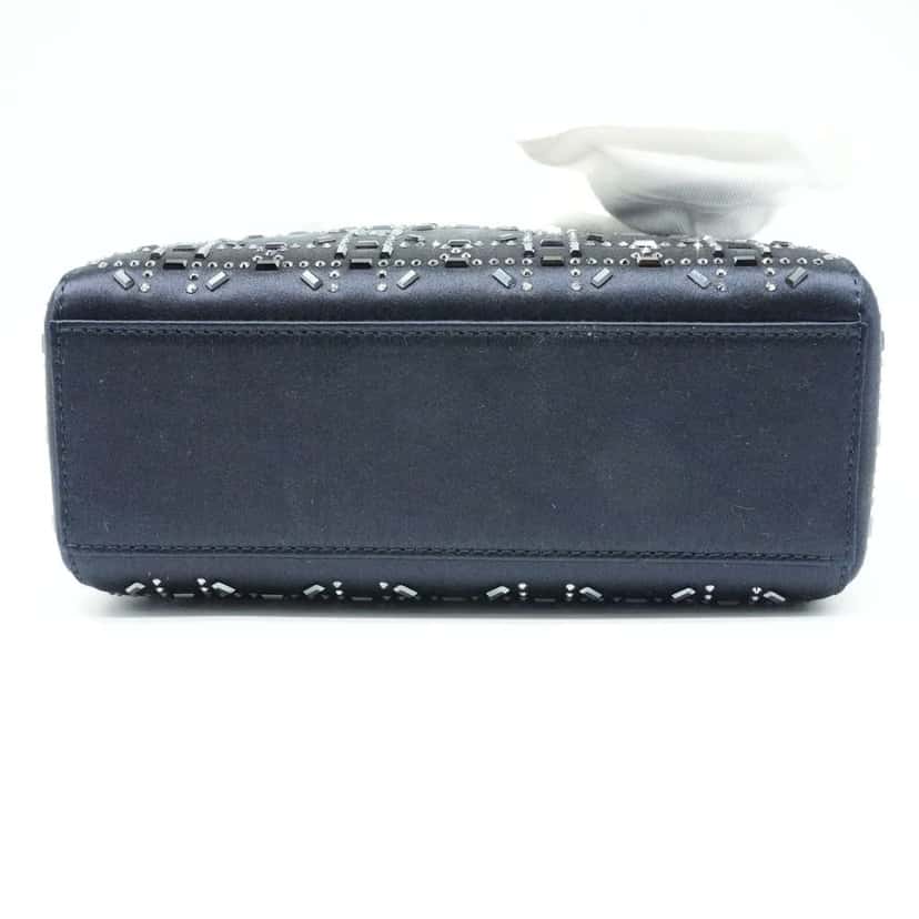 Dior Mini Lady Dior Bag Black Strass Cannage Satin M0500PRTC_M911 Black Leather Good condition - Box View