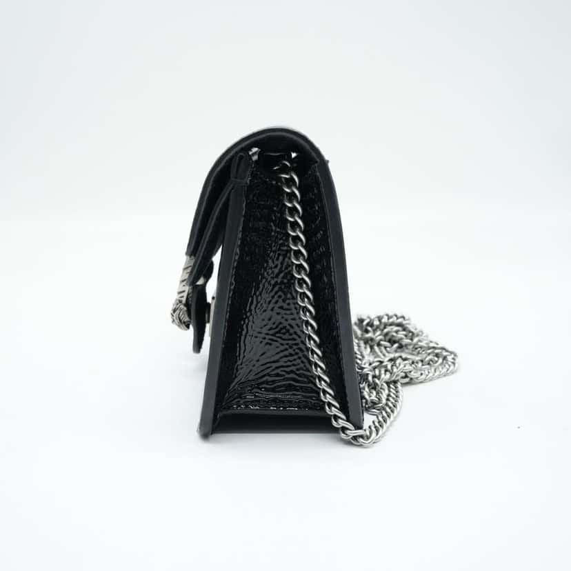 Gucci Super Mini Dionysus Bag in Patent Leather Black Black Fair condition - Model View