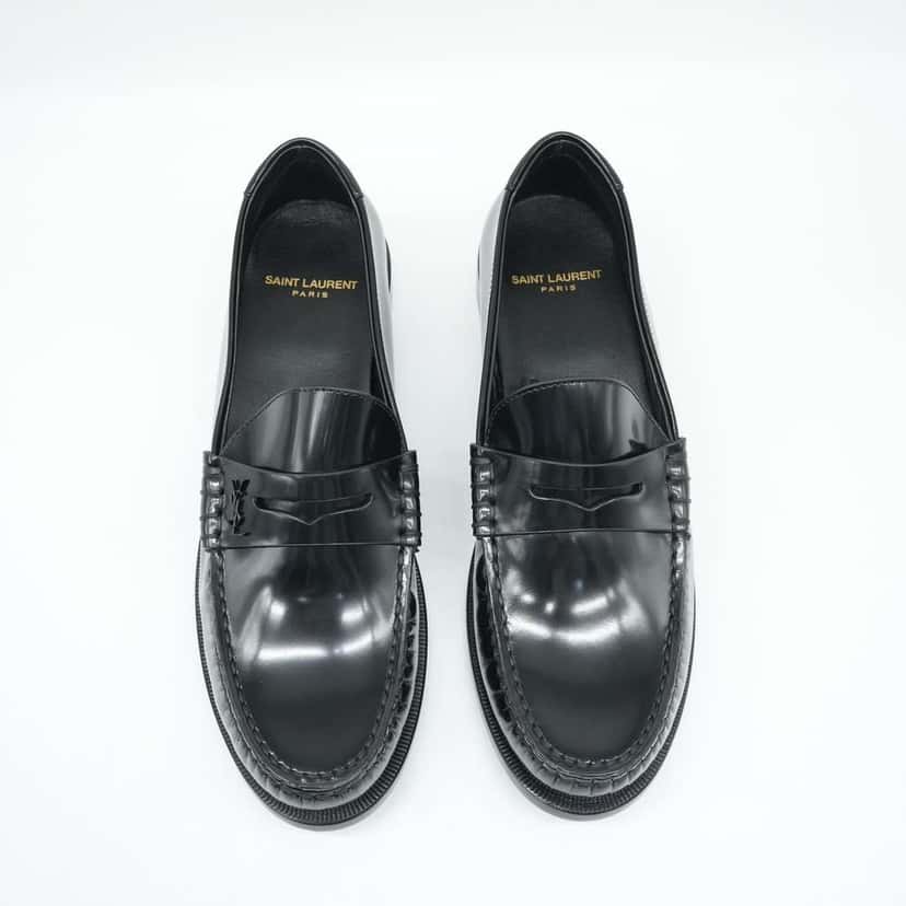 Saint Laurent Penny Loafers Black Leather Size 39.5 Black Leather Good condition - Model View