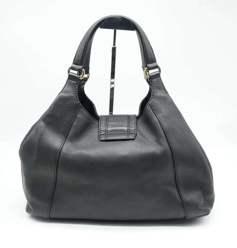 Gucci Black Pebbled Calfskin Leather Greenwich Medium Shoulder Bag Black Fair condition - Inside View