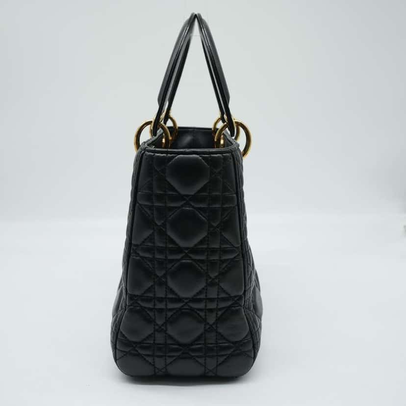 Dior Medium Lady Dior Bag Black Cannage Lambskin M0565ONGE_M900 Black Fair condition - Back View