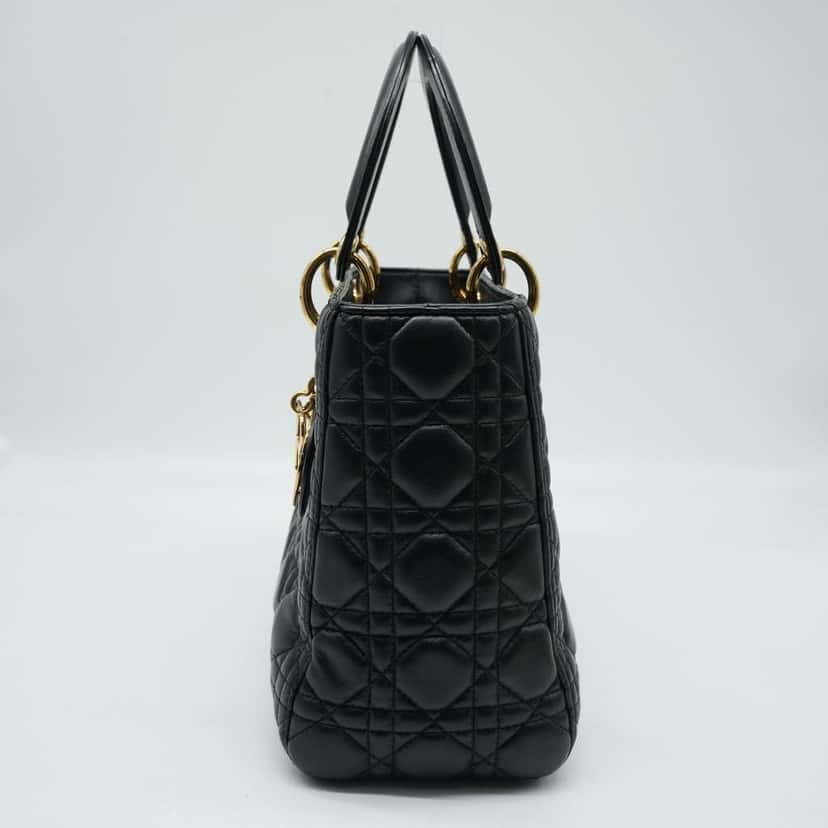 Dior Medium Lady Dior Bag Black Cannage Lambskin M0565ONGE_M900 Black Fair condition - Model View