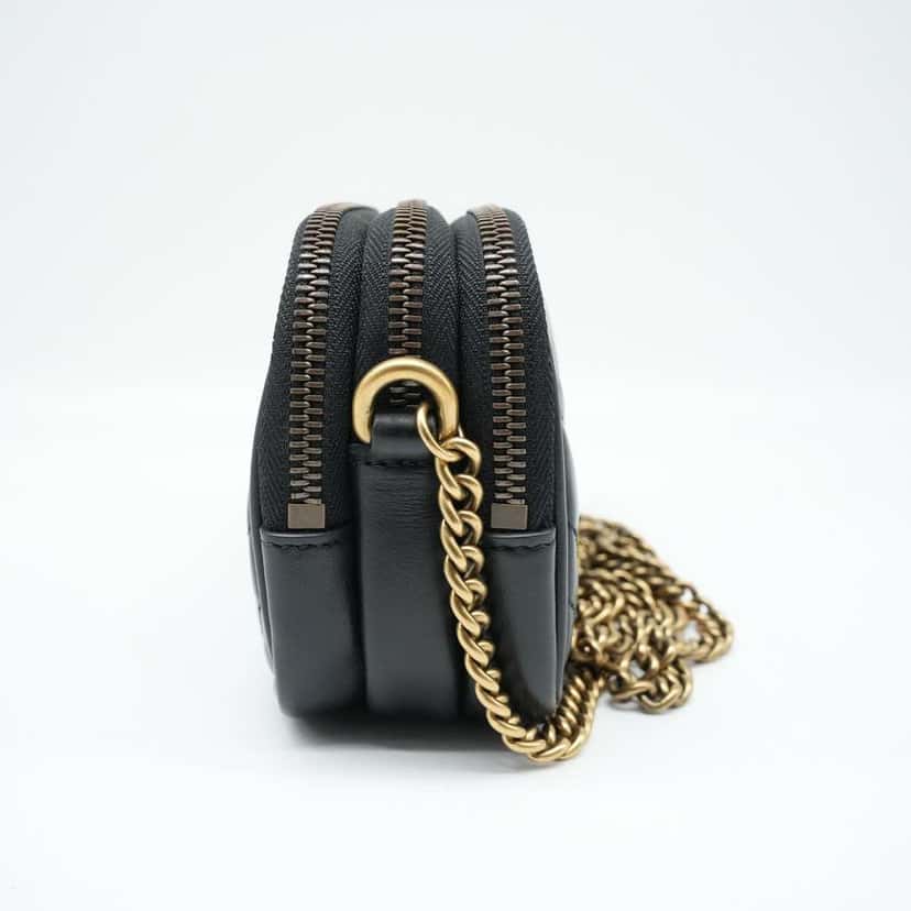 Gucci GG Marmont Triple Zip Bag Black Leather Fair condition - Back View