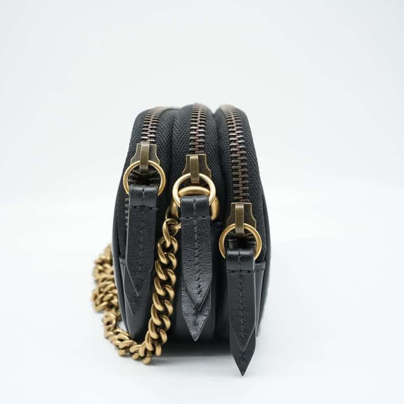 Gucci GG Marmont Triple Zip Bag Black Leather Fair condition - Model View