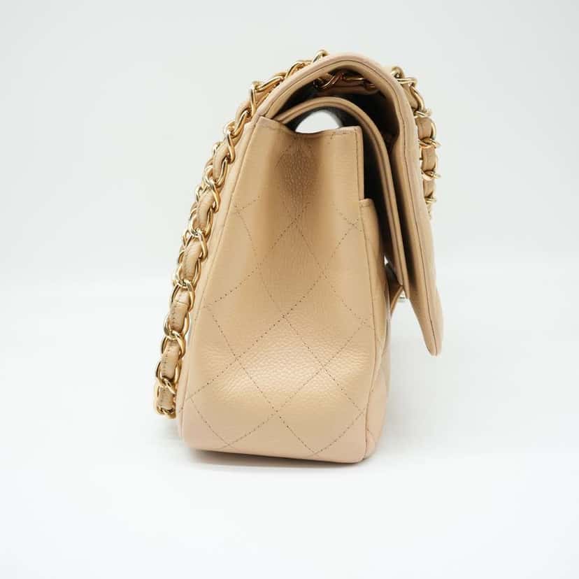 Chanel Classic Jumbo Caviar Leather Beige Gold Hardware Beige Good condition - Inside View
