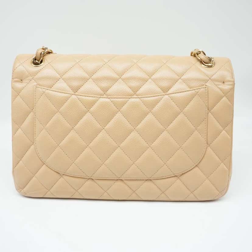 Chanel Classic Jumbo Caviar Leather Beige Gold Hardware Beige Good condition - Box View