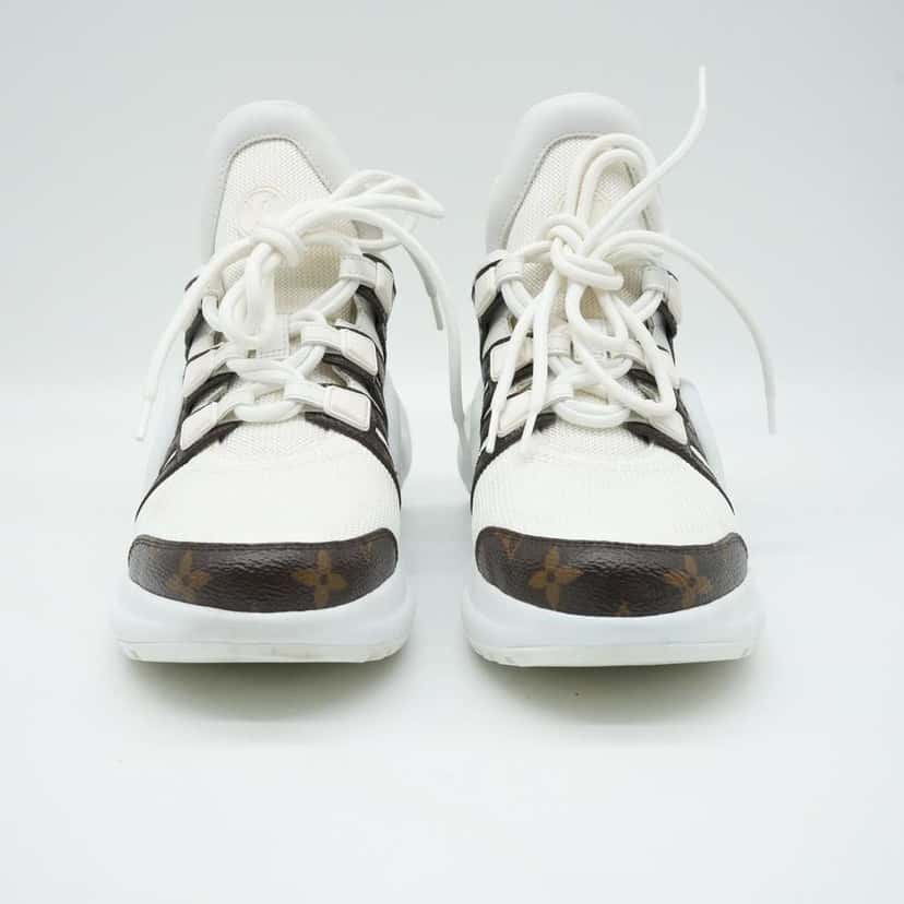 Louis Vuitton Lv Archlight Sneakers White/Brown Monogram Canvas Mesh & Leather Size 38 White Canvas Fair condition - Inside View