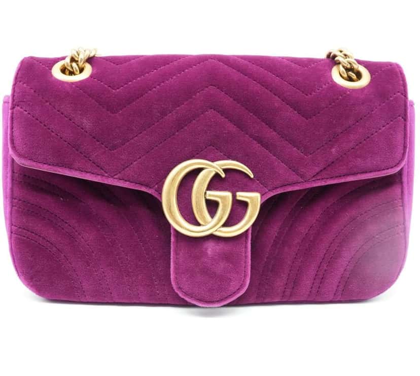 Gucci GG Marmont Shoulder Bag Matelasse Velvet Purple Velvet Fair condition - Inside View