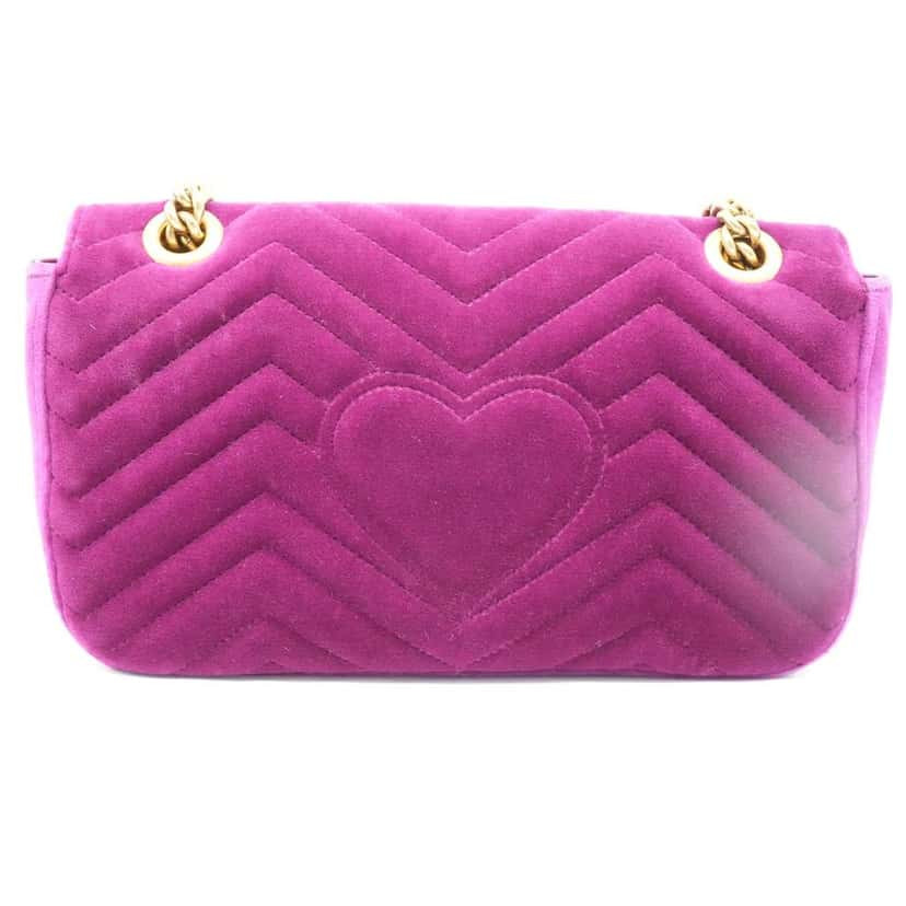 Gucci GG Marmont Shoulder Bag Matelasse Velvet Purple Velvet Fair condition - Box View