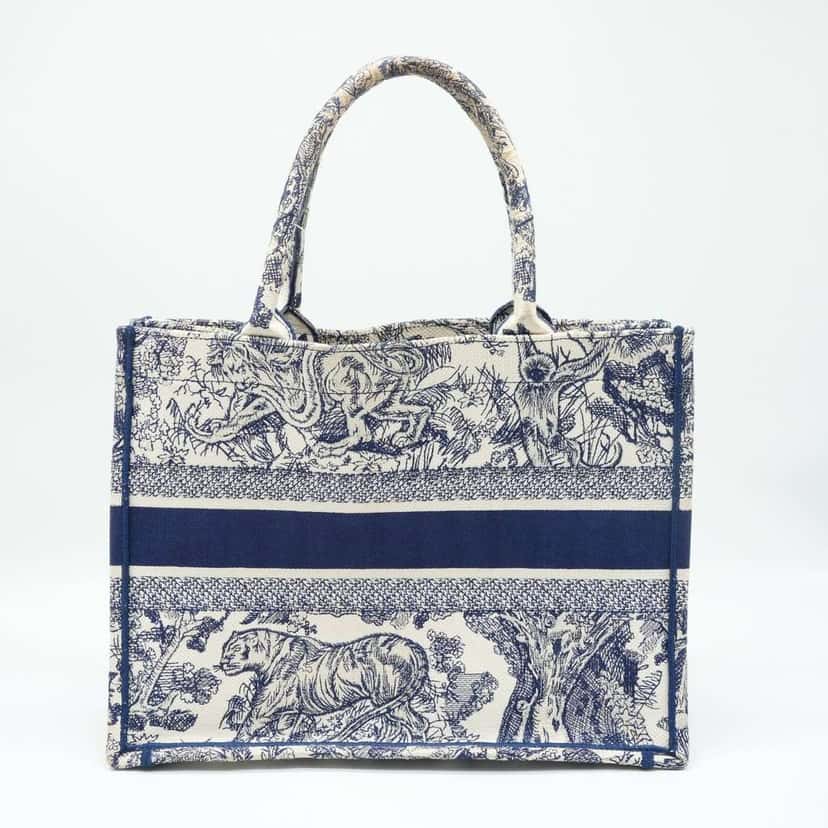 Dior Medium Dior Book Tote Blue and Ecru Toile de Jouy Reverse Embroidery Blue Cotton Fair condition - Inside View