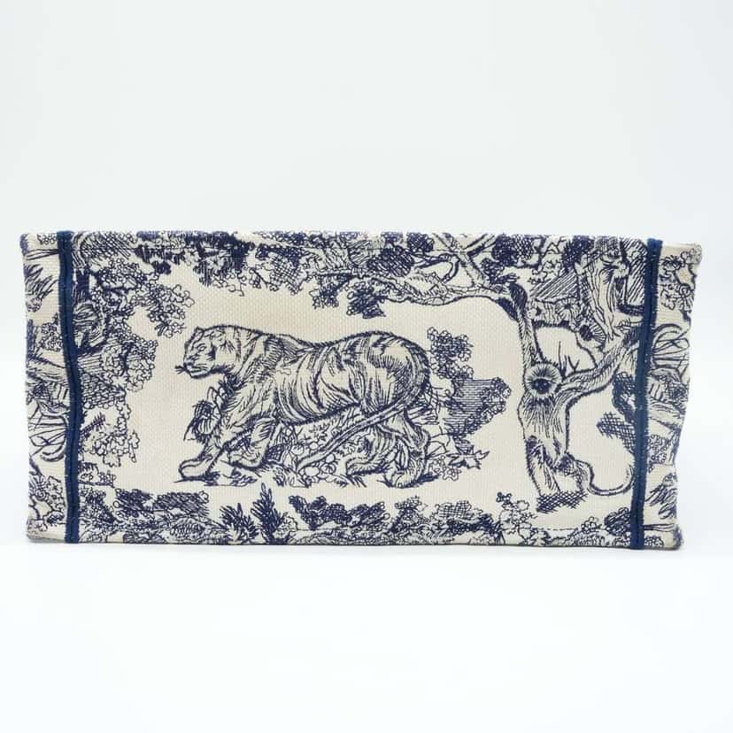 Dior Medium Dior Book Tote Blue and Ecru Toile de Jouy Reverse Embroidery Blue Cotton Fair condition - Box View