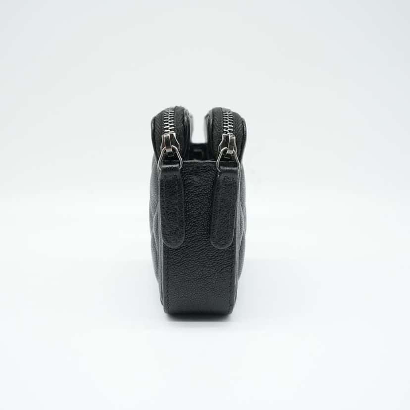 Chanel Boy Double Zip Chain Wallet Black Quilted Caviar Leather Black Good condition - Inside View