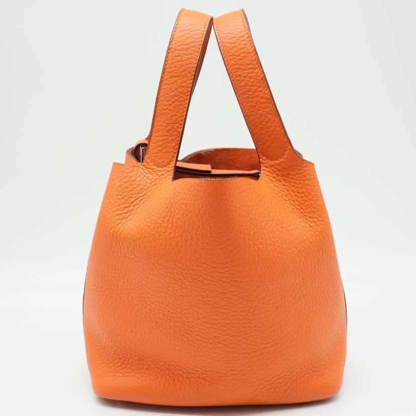Hermès Clemence Leather Orange Poppy Picotin Lock PM tote bag Orange Good condition - Inside View
