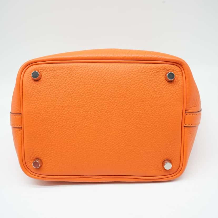 Hermès Clemence Leather Orange Poppy Picotin Lock PM tote bag Orange Good condition - Box View