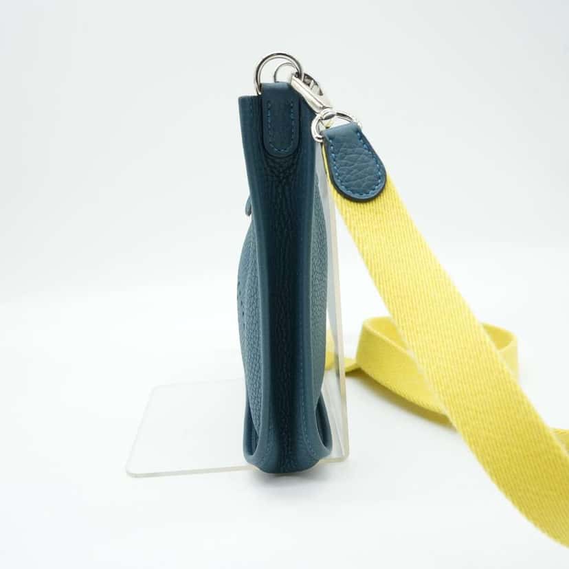 Hermès Evelyne III TPM Clemence Corvert Silver HW Yellow shoulder Green Leather Good condition - Box View