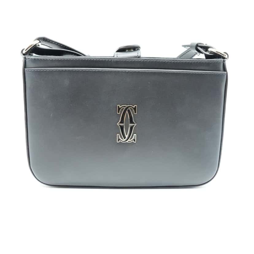 Cartier C de Cartier Mini Shoulder Bag In Black Calfskin Black Leather Good condition - Back View