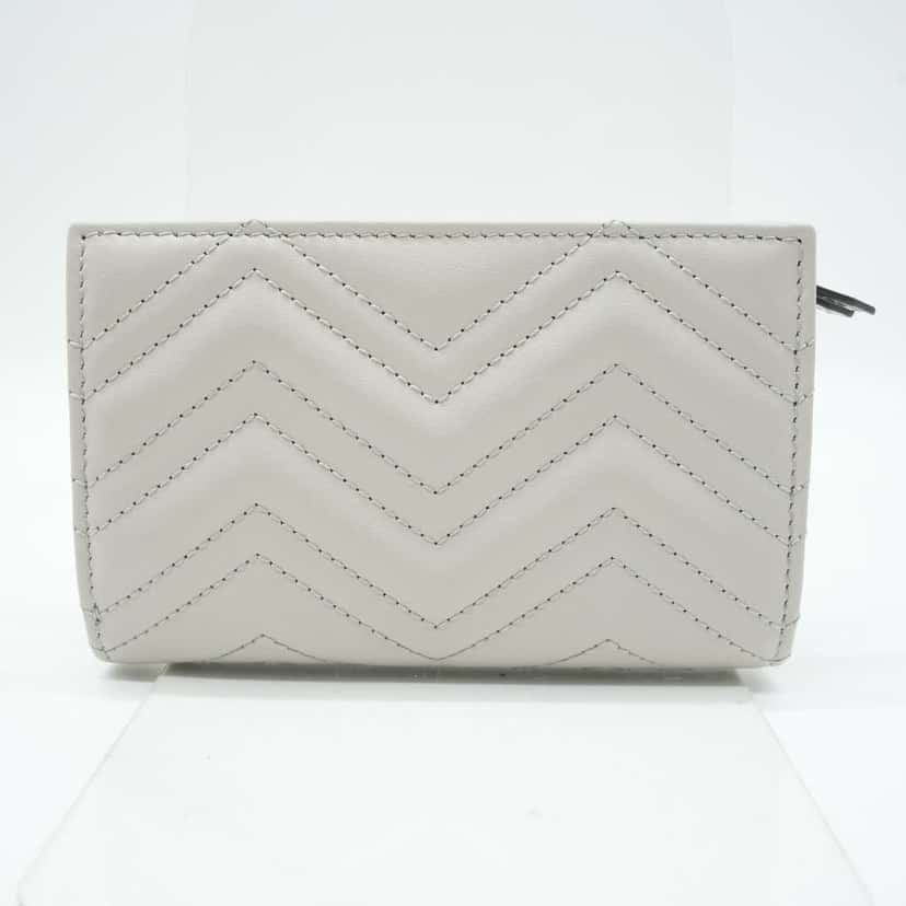 Gucci GG Marmont Matelassé Wallet Grey Grey Leather Good condition - Model View