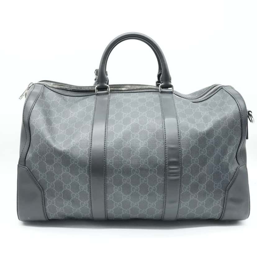 Gucci Black GG Supreme Canvas and Leather Large Carry On Duffel Bag Black Canvas Good condition - Inside View