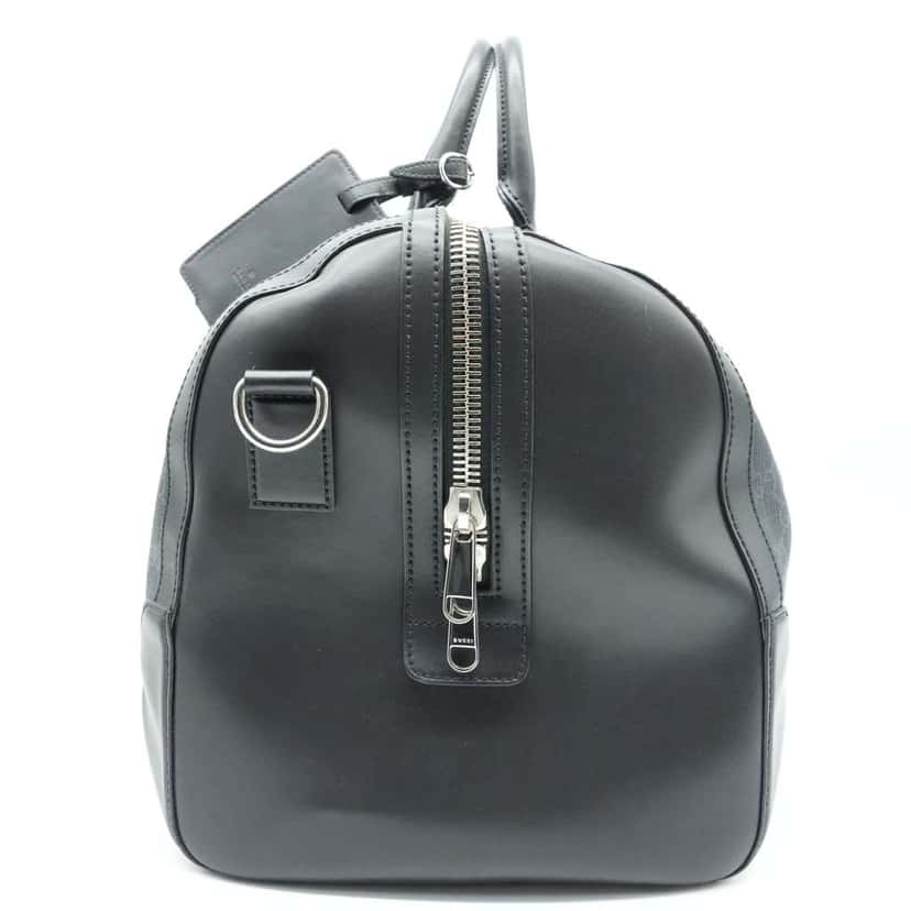Gucci Black GG Supreme Canvas and Leather Large Carry On Duffel Bag Black Canvas Good condition - Model View