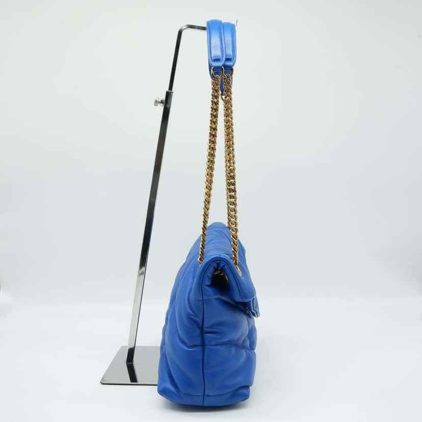 Saint Laurent Loulou Blue Quilted Leather Small Shoulder Bag Blue Leather Good condition - Back View