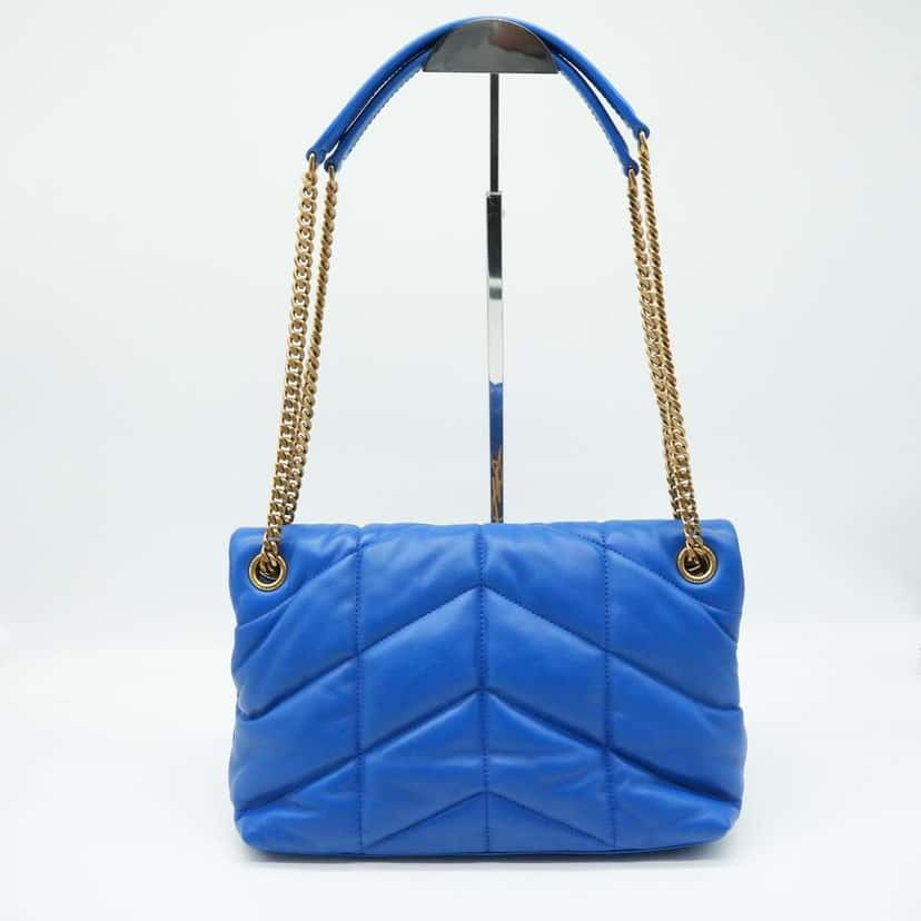 Saint Laurent Loulou Blue Quilted Leather Small Shoulder Bag Blue Leather Good condition - Model View