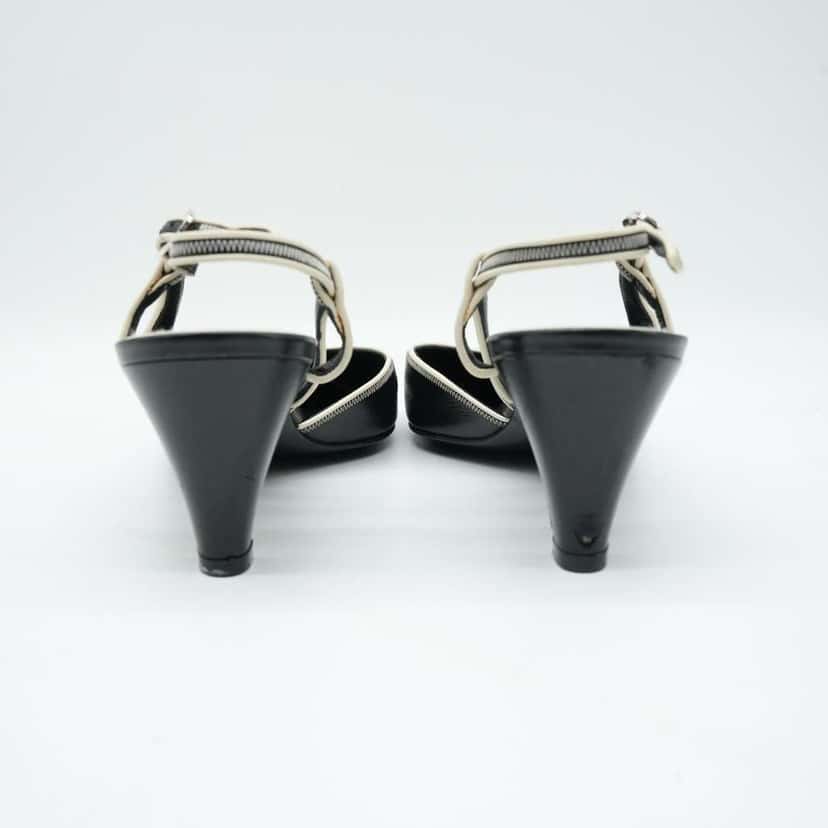 Chanel Slingback Pumps CoCo Round Toe Black & Beige Leather 08C F G25871 Size 41 Black Leather Fair condition - Box View