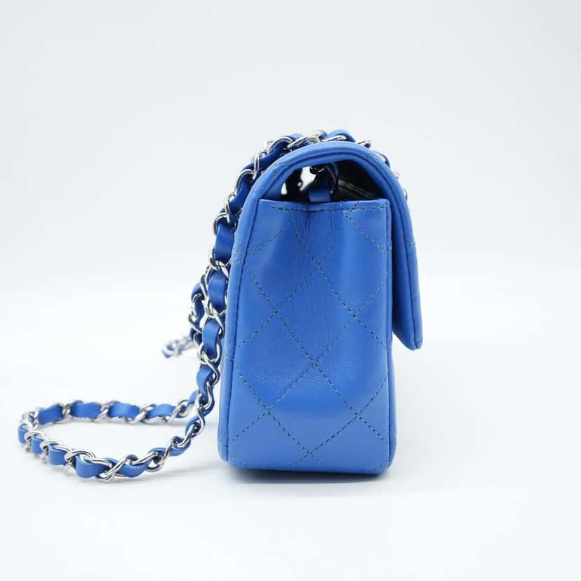 Chanel Mini Metalasse Classic Rectangular Flap Bag Blue Lambskin Bag Blue Very good condition - Inside View