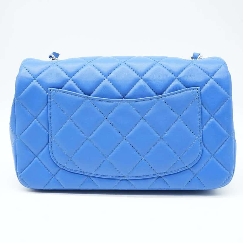Chanel Mini Metalasse Classic Rectangular Flap Bag Blue Lambskin Bag Blue Very good condition - Model View