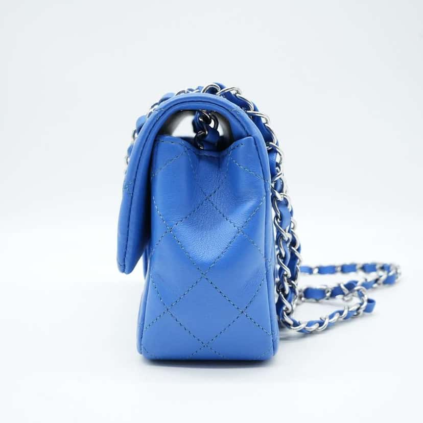 Chanel Mini Metalasse Classic Rectangular Flap Bag Blue Lambskin Bag Blue Very good condition - Box View