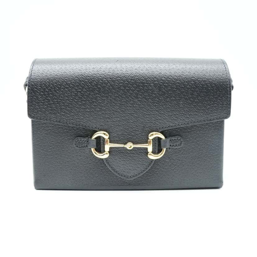 Gucci Horsebit 1995 Flap Shoulder Bag Black Black Leather Good condition - Back View