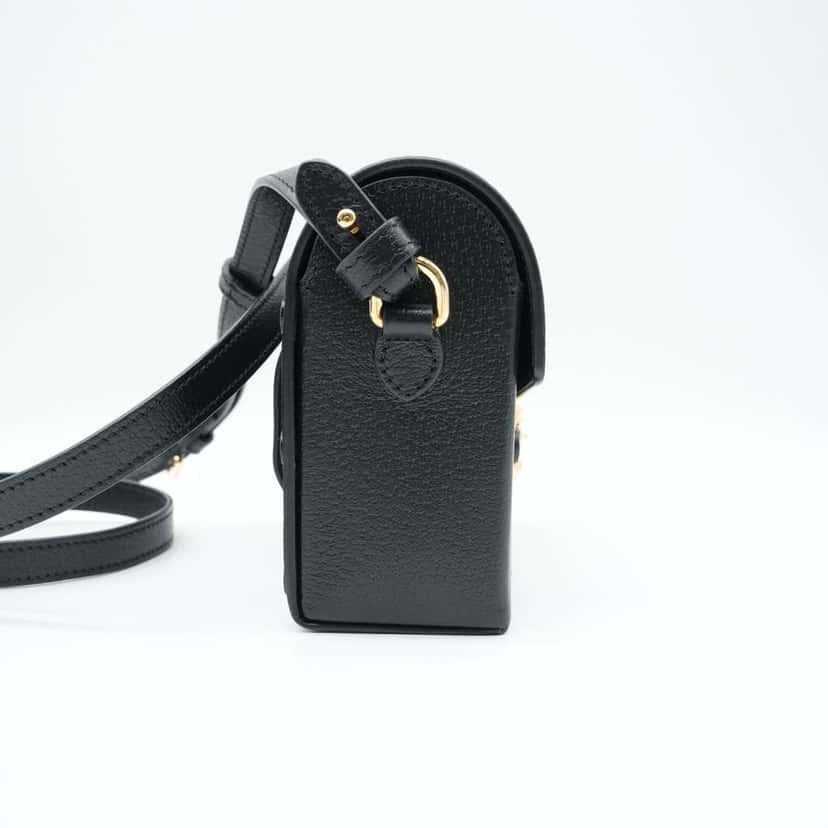 Gucci Horsebit 1995 Flap Shoulder Bag Black Black Leather Good condition - Inside View