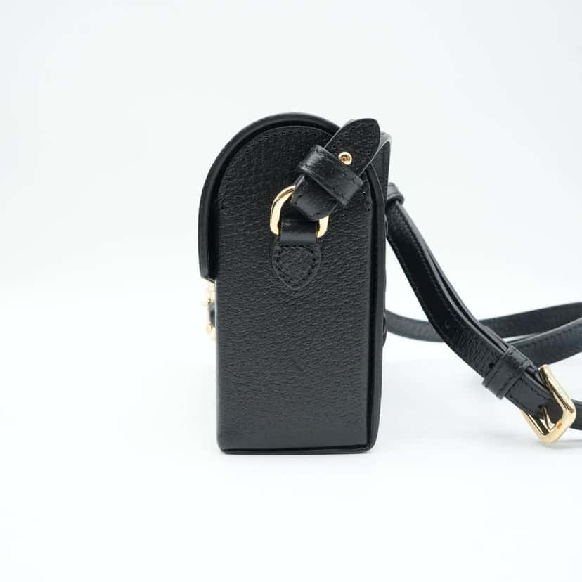 Gucci Horsebit 1995 Flap Shoulder Bag Black Black Leather Good condition - Box View