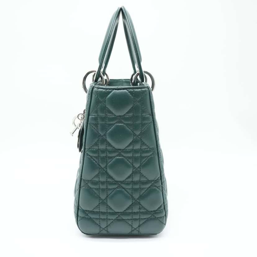Dior Lady Dior Bag Medium Cannage Lambskin Leather Green Green Good condition - Inside View
