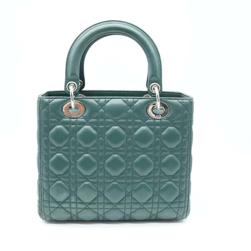 Dior Lady Dior Bag Medium Cannage Lambskin Leather Green Green Good condition - Model View