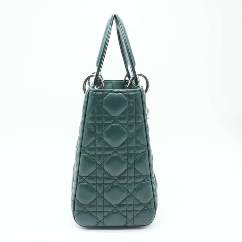 Dior Lady Dior Bag Medium Cannage Lambskin Leather Green Green Good condition - Box View