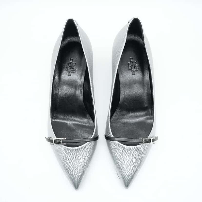 Hermès Ballet Flats Silver Size 36 Silver Leather Good condition - Back View