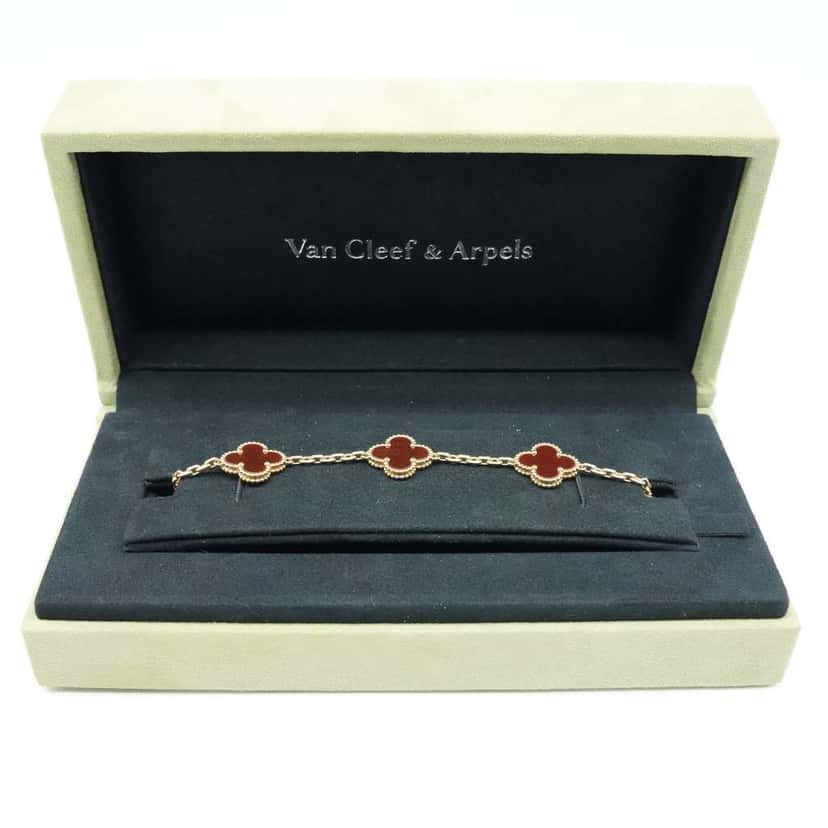 Van Cleef & Arpels Van Cleef & Arpels Vintage Alhambra 5P Carnelian Bracelet K18YG JF791029 Gold Gold Good condition - Front View