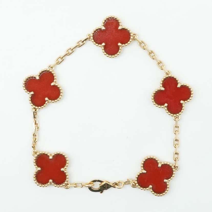 Van Cleef & Arpels Van Cleef & Arpels Vintage Alhambra 5P Carnelian Bracelet K18YG JF791029 Gold Gold Good condition - Back View
